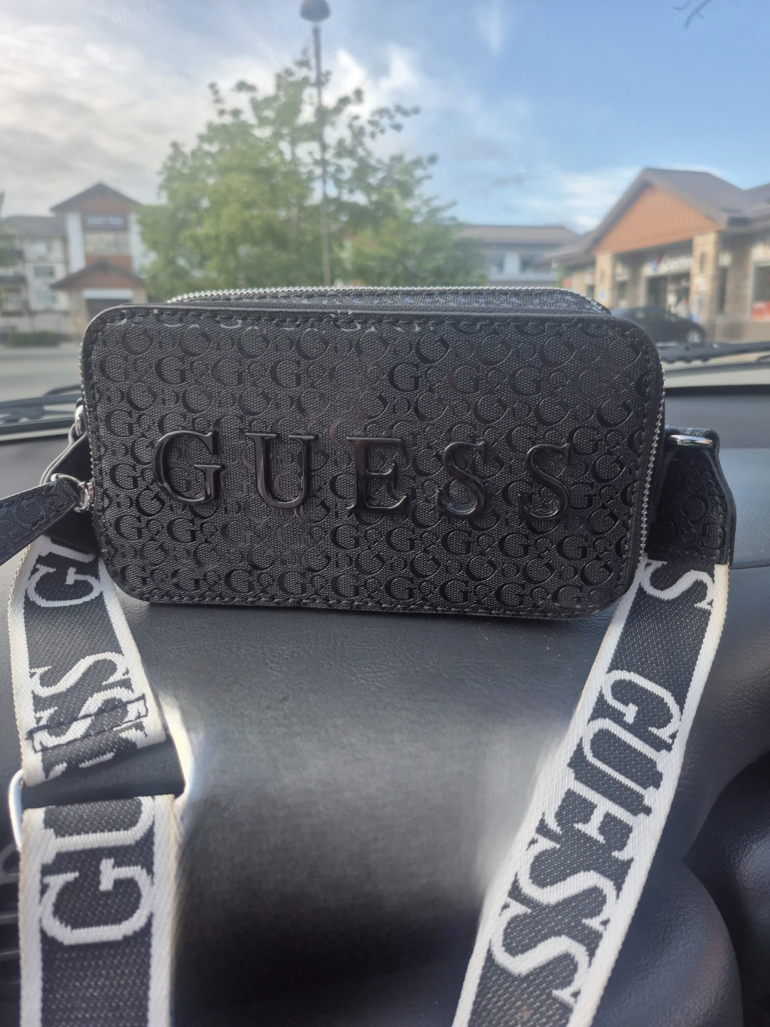 GUESS Black Monogram Crossbody Bag