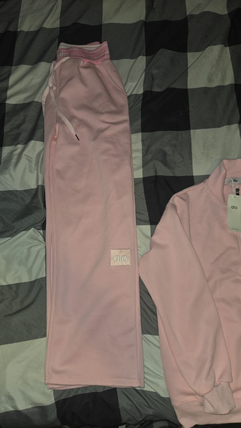 Alo Yoga Pink Track Jacket and Pants Set