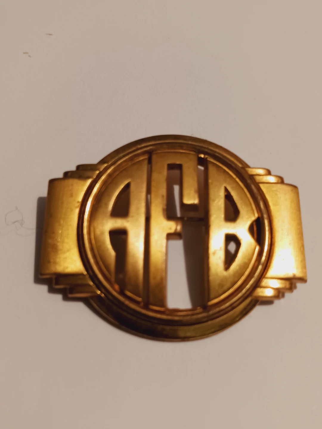 MONOCRAFT Vintage Gold Tone Monogram Brooch AFB