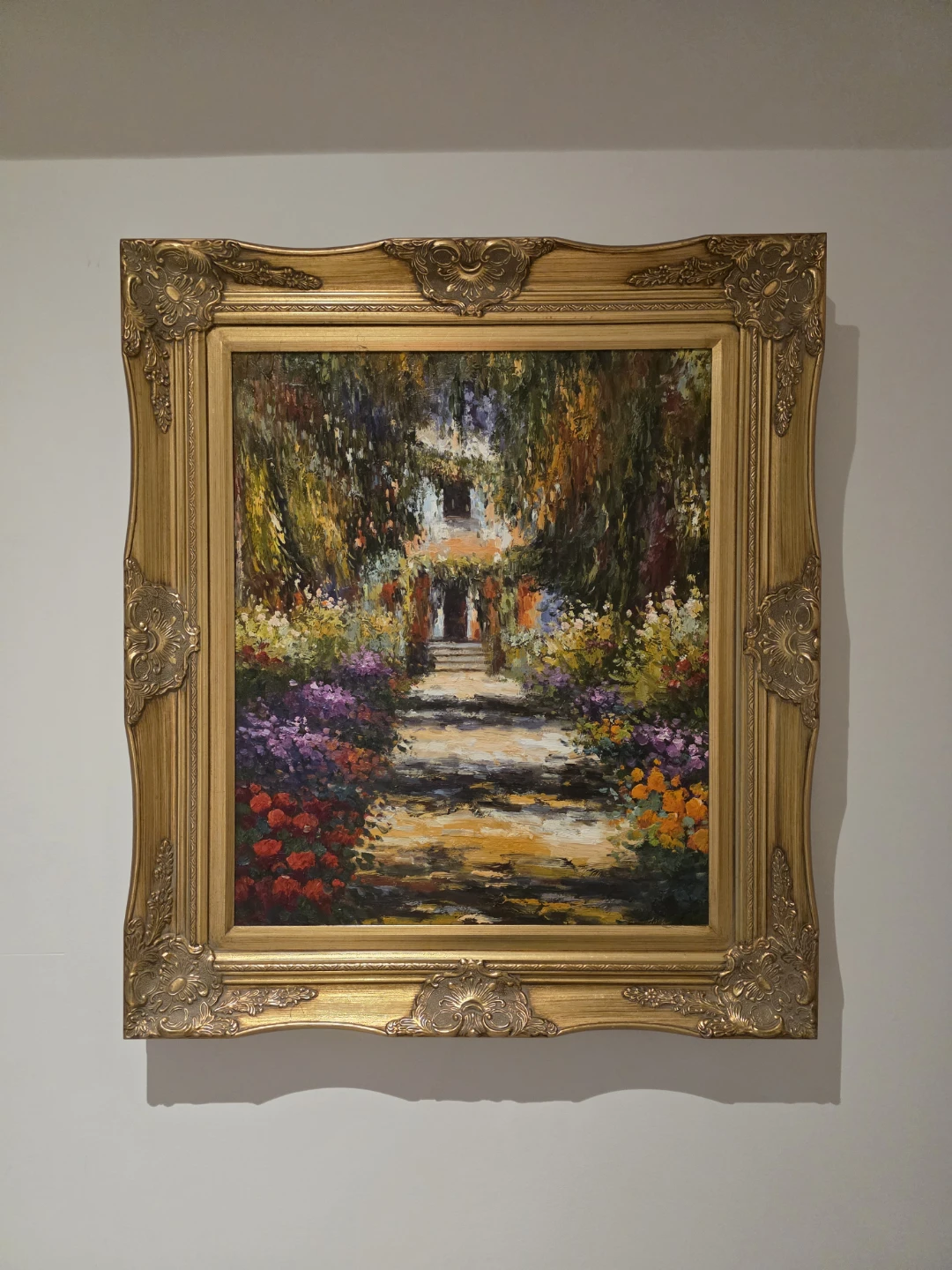 Framed Garden Path Oil Painting