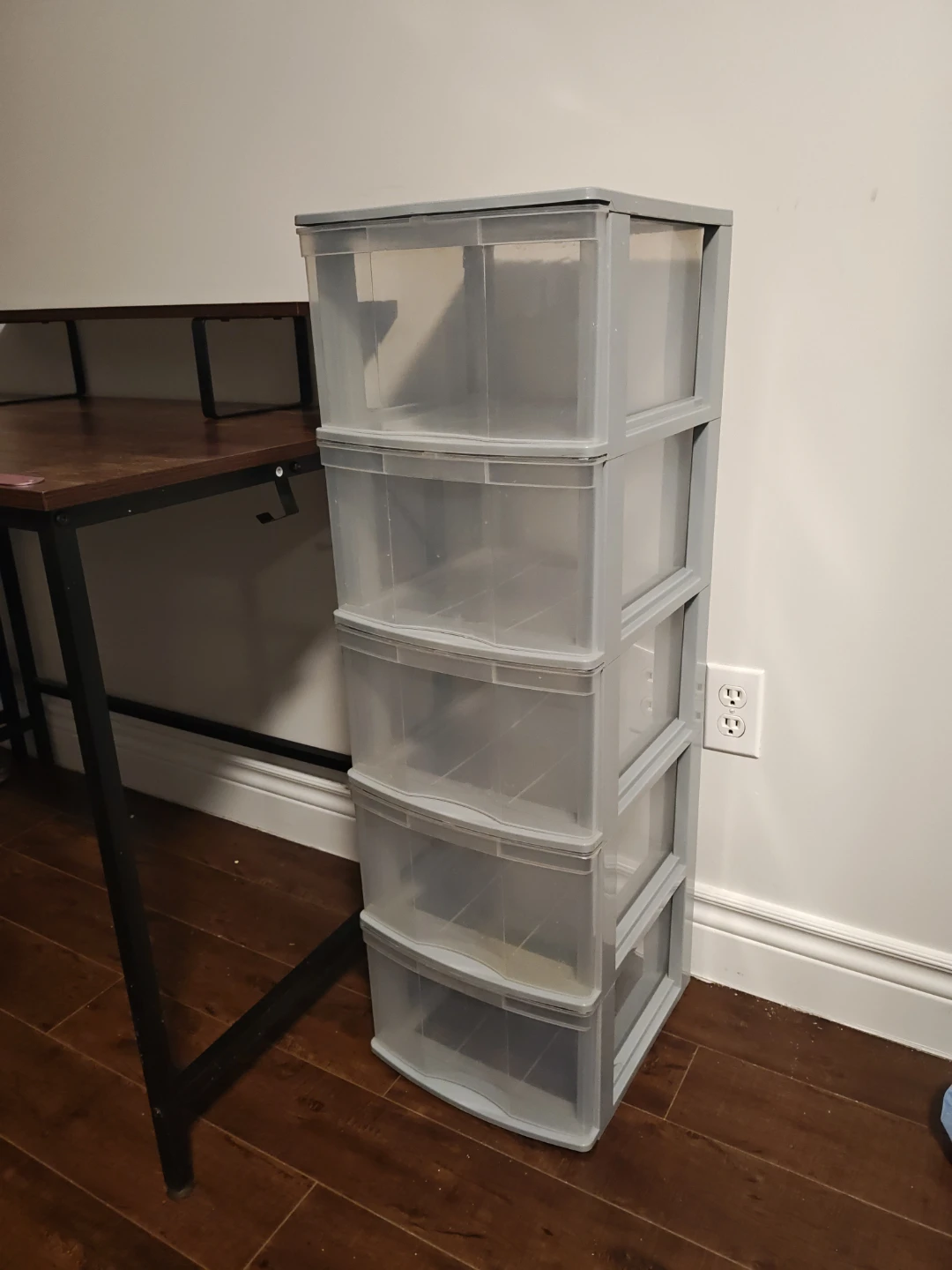 Grey 5-Drawer Plastic Storage Unit
