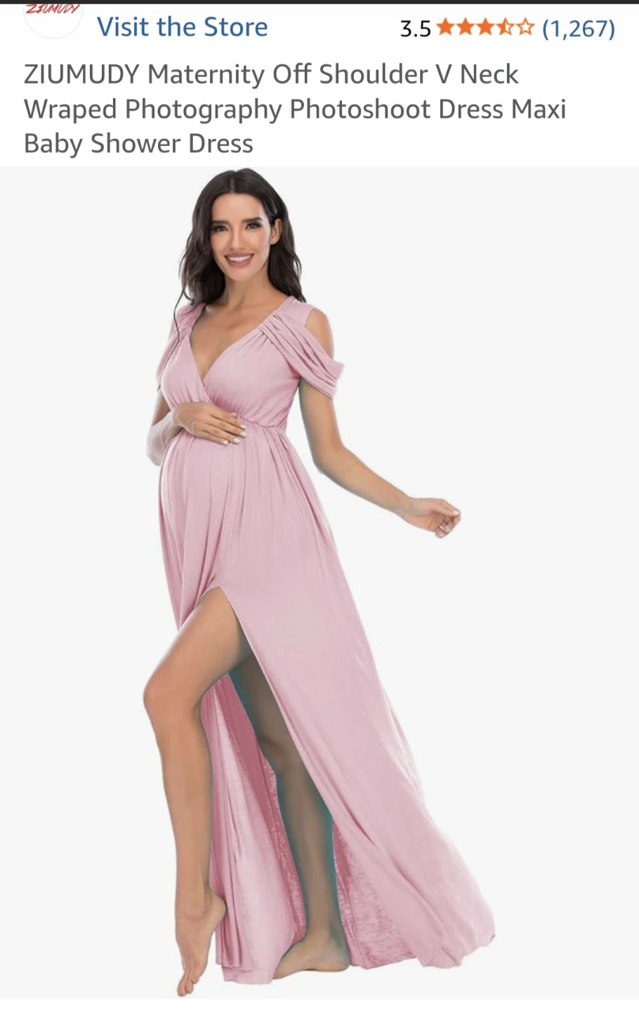 Maternity Off Shoulder Pink Maxi Dress Photoshoot