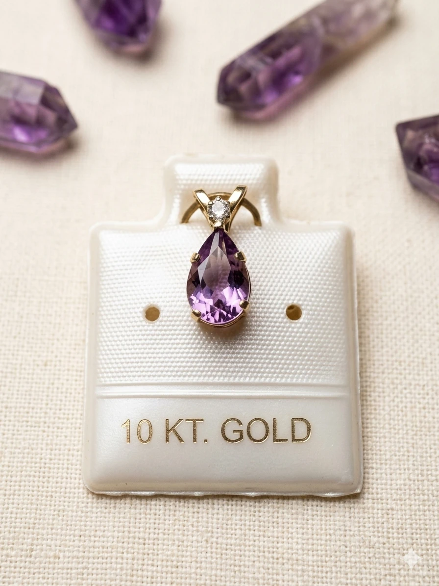 10 KT Gold Amethyst Pendant Necklace