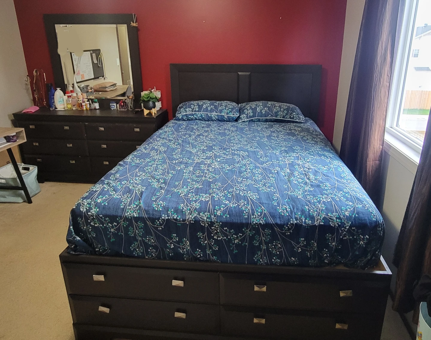 Queen Storage Bed storage with dresser and mirror - photo 3