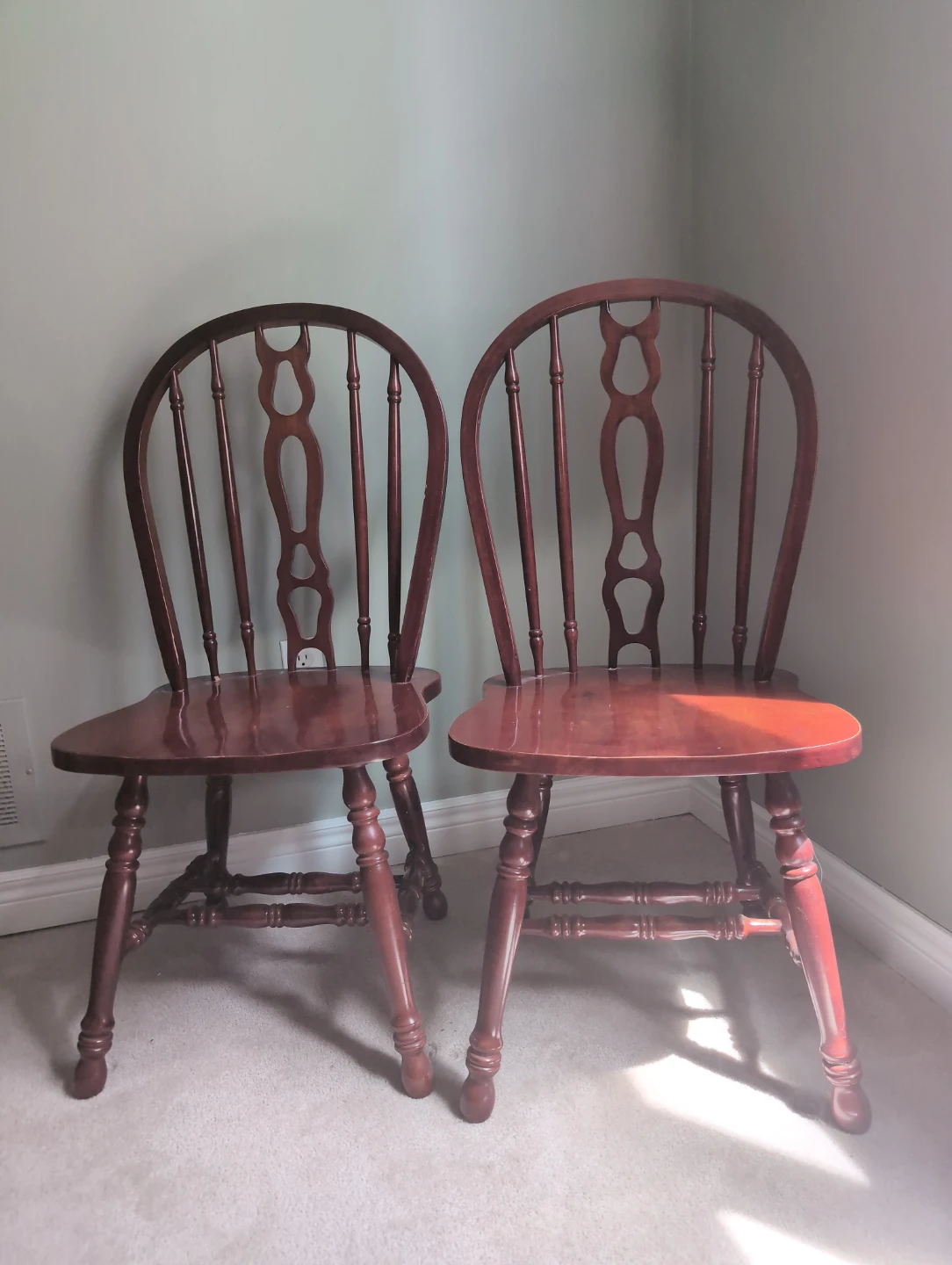 ⚽  Pair Of Windsor Style Wooden Chairs