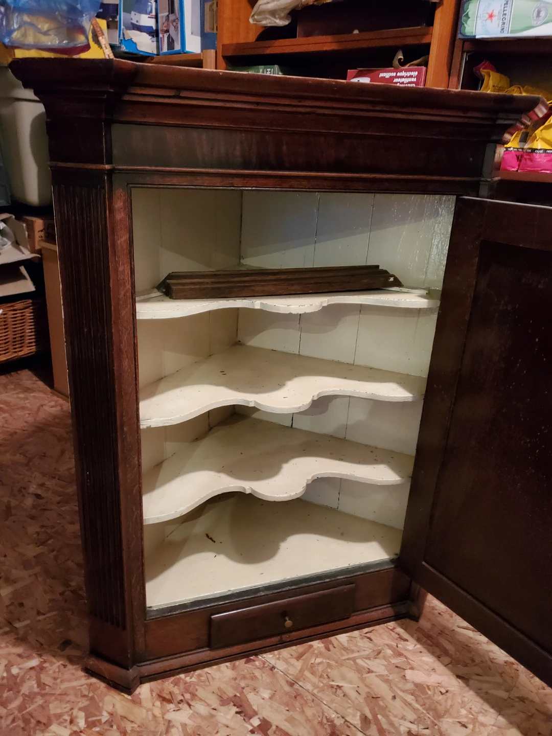Antique Wooden Hanging Corner Cabinet