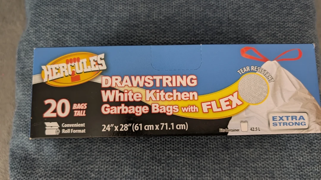 Hercules Drawstring White Kitchen Garbage Bags - 20 Bags