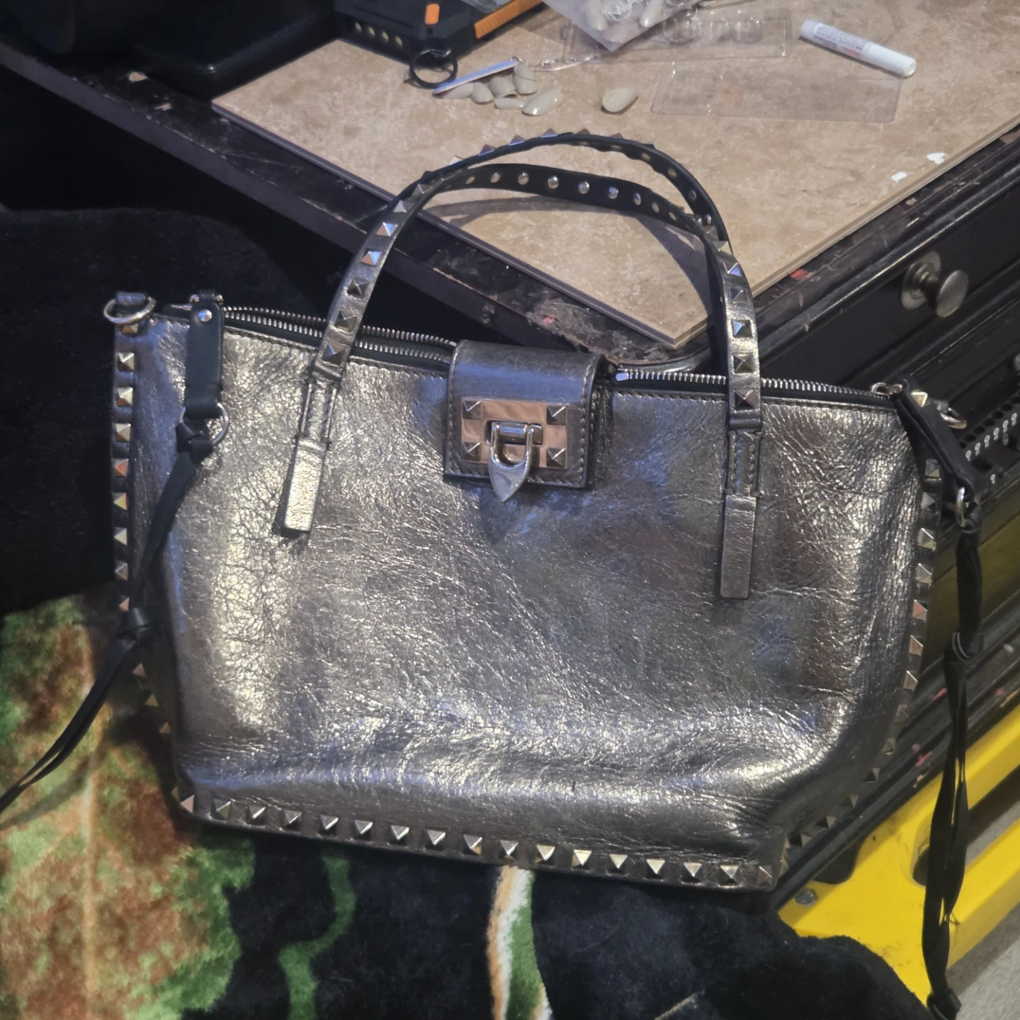 Valentino Garavani Gold Studded Tote Bag