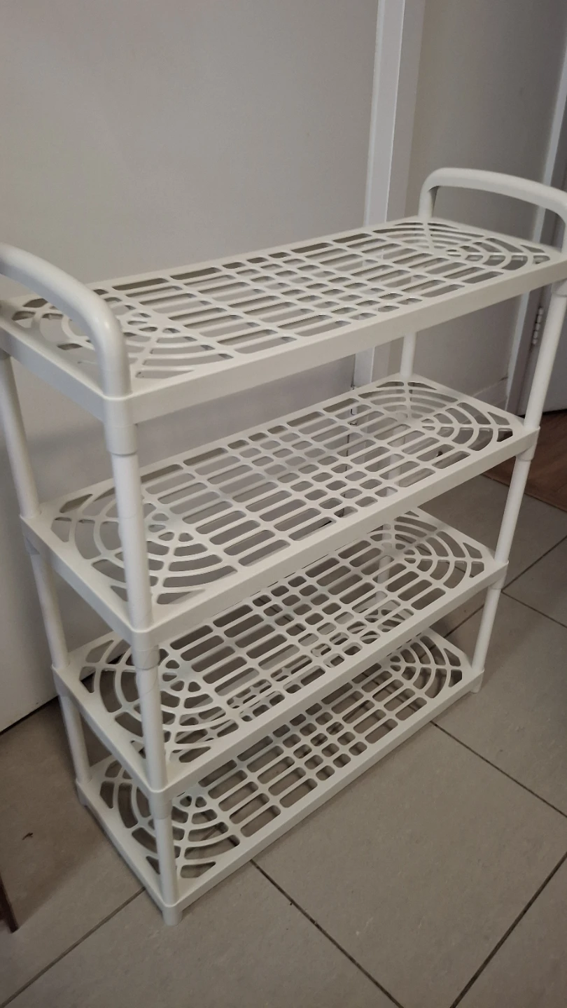 White 4-Tier Plastic Shoe Rack (20"x8"x26") ⚽️