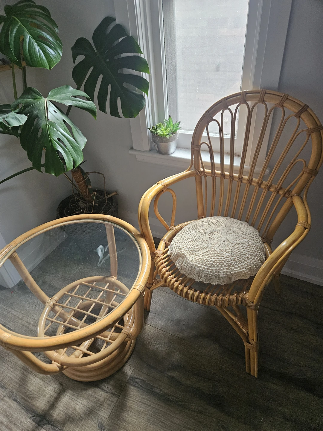 Rattan Accent Chair and table
