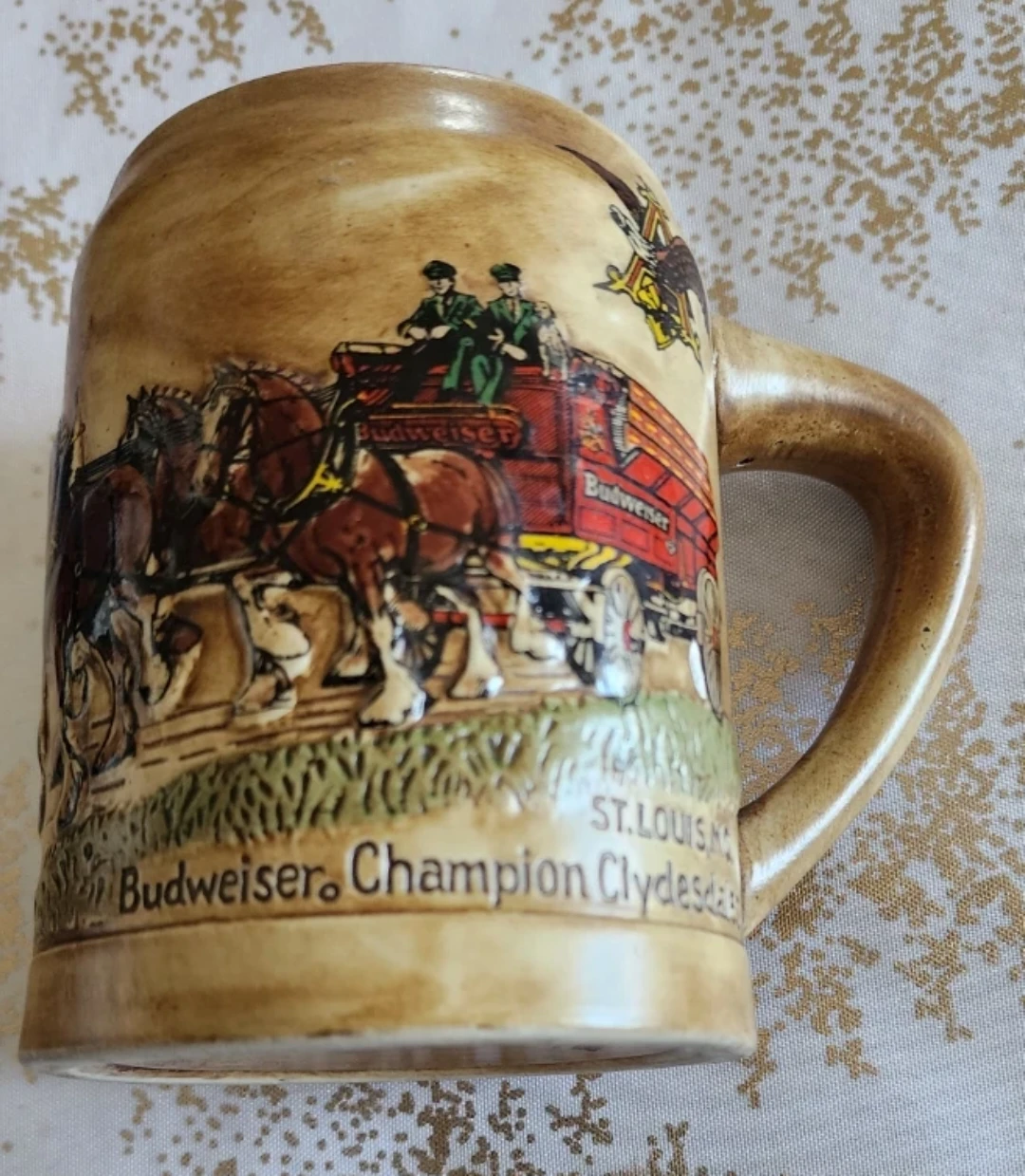 Vintage 1980 Budweiser Holiday Stein - CS19 Champion Clydesdales