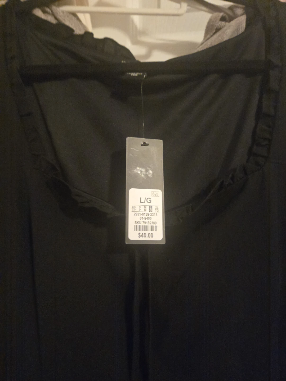 Black Dress with Ruffle Neckline