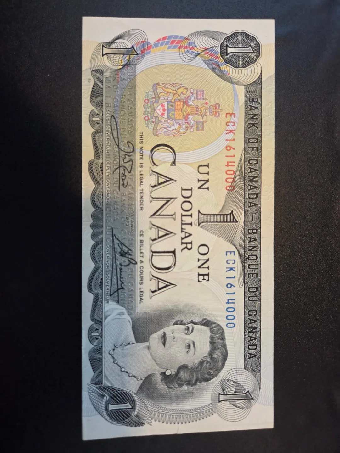 Bank of Canada One Dollar Bill