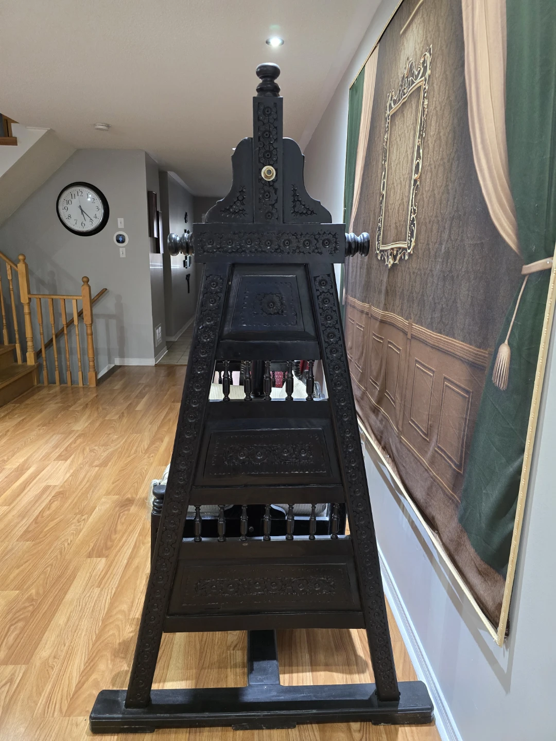 Jhoola - Ornate Black Wooden Indoor Swing with Cushions - photo 3