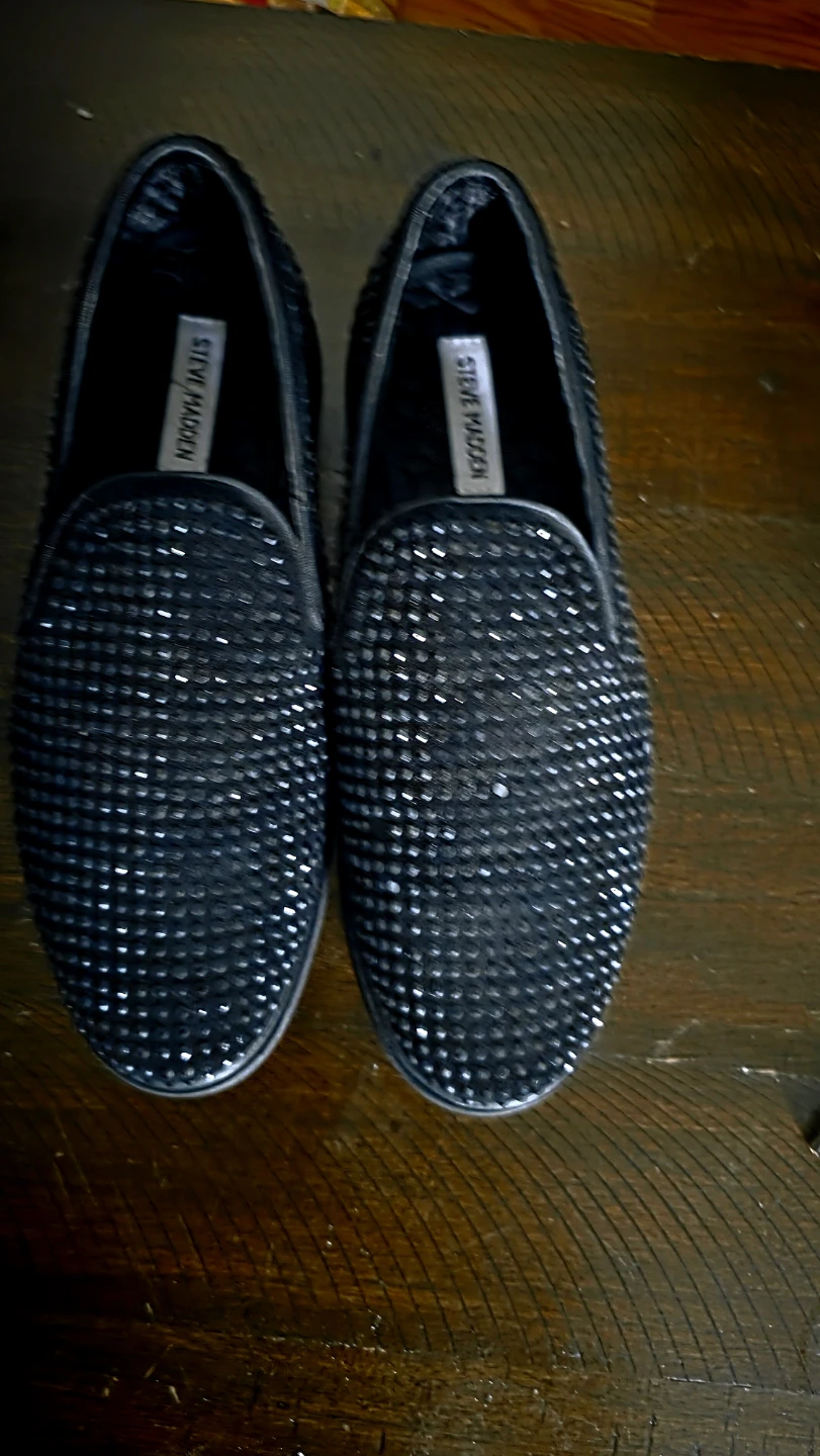 Steve Madden Black Embellished Loafers