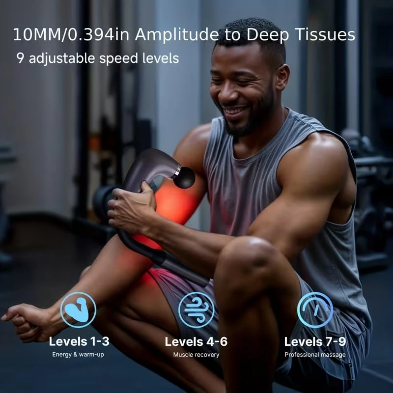 Deep tissue precision massager with 4 heads, Lcd