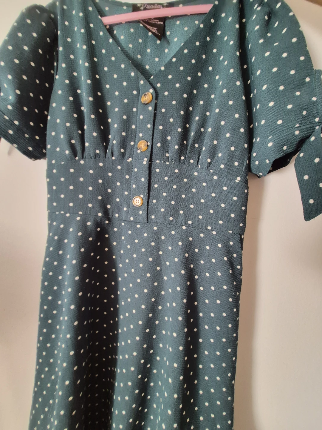 Dark Green Polka Dot Midi Dress - photo 4