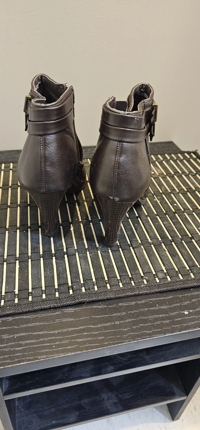 Brown Ankle Boots with Buckle Detail