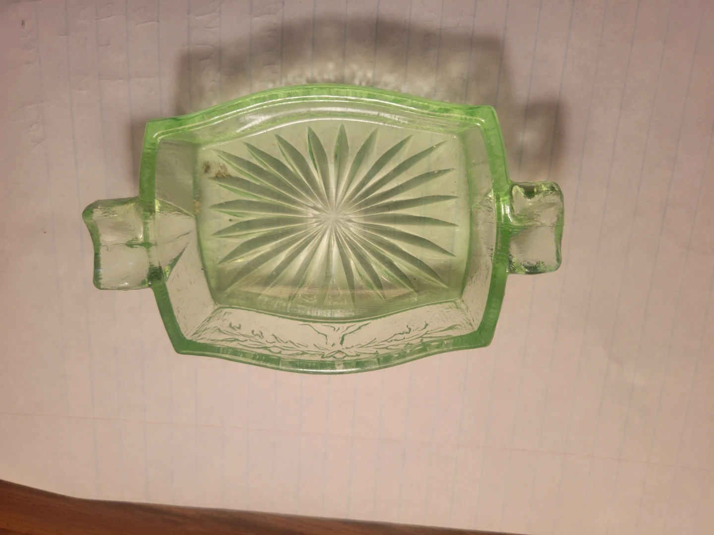 Green Glass Trinket Dish with Handles - photo 2