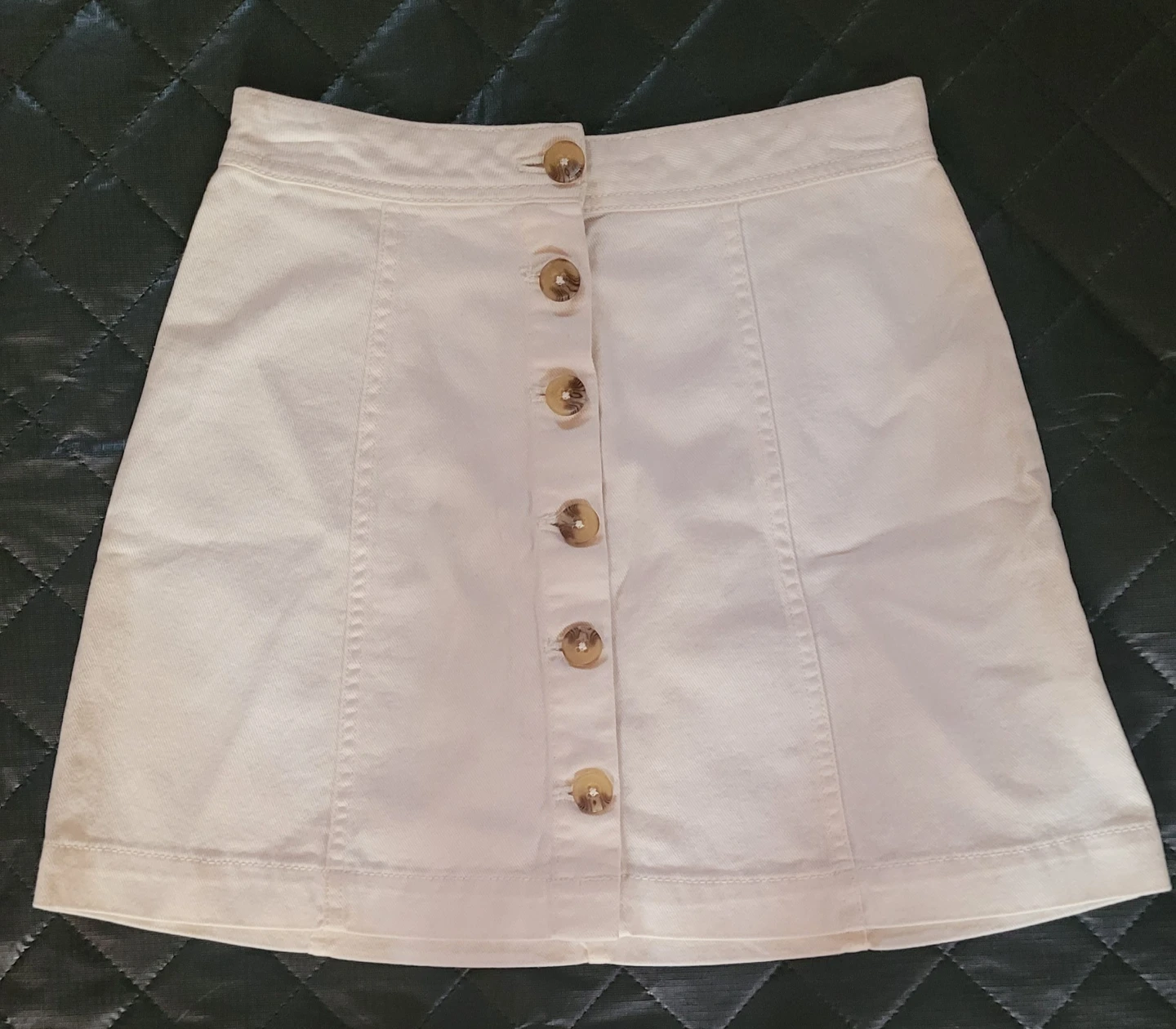 White A-Line Button-Front Skirt