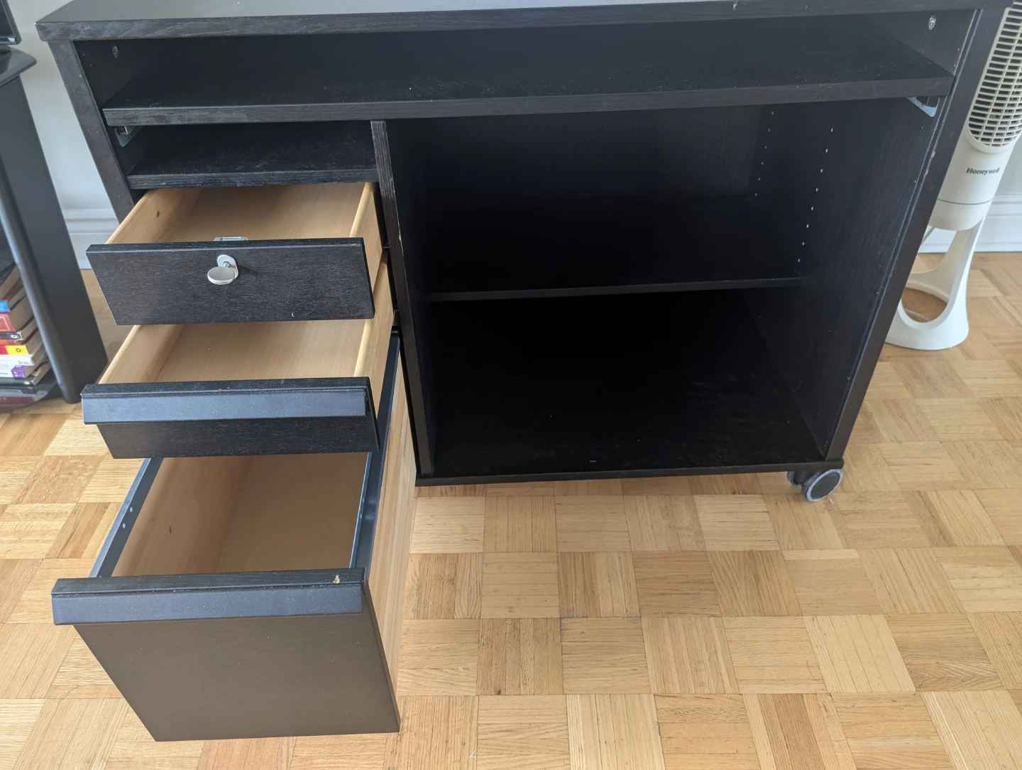 Black Rolling Desk Cart with Keyboard Tray - photo 5