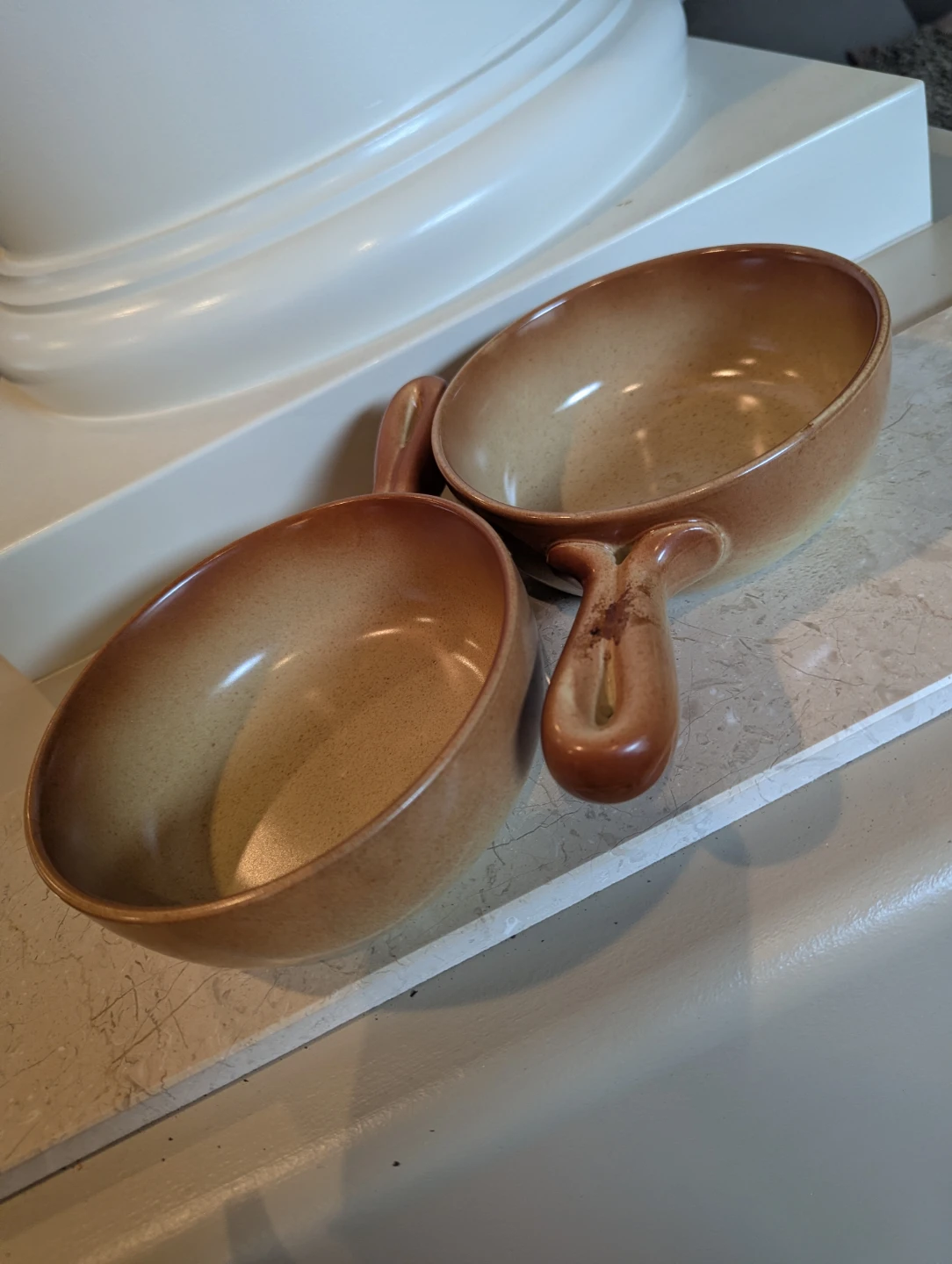 Brown Ceramic Serving Bowls with Handles
