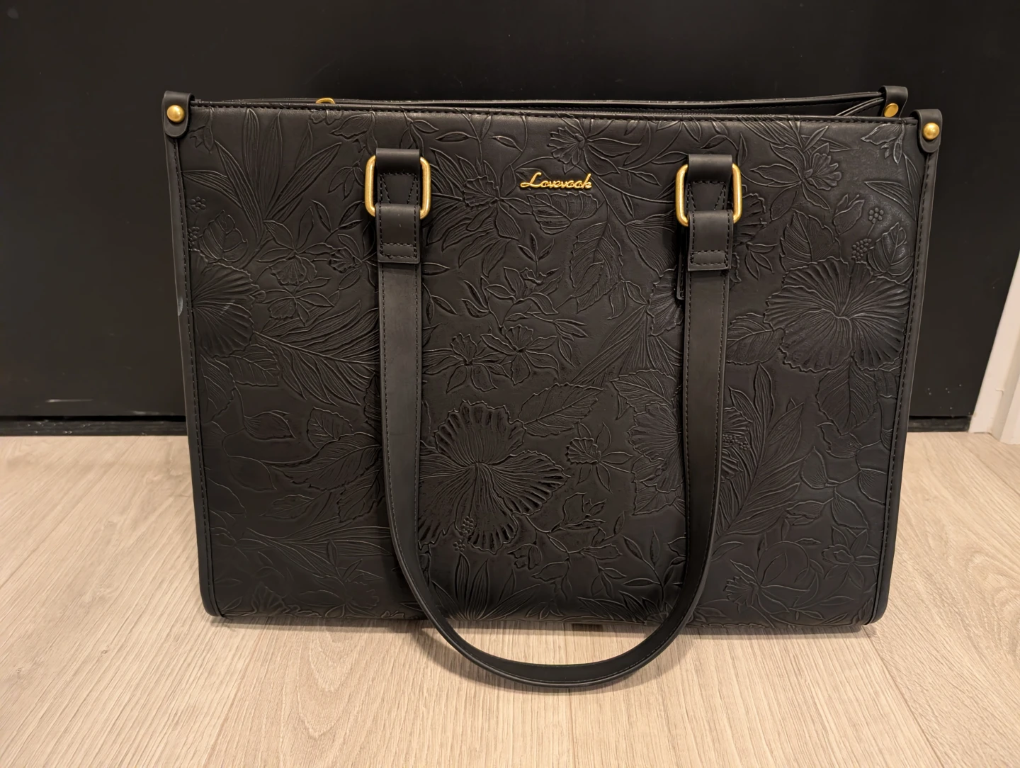 Laweeh Floral Embossed Tote Bag with Pouch and Strap