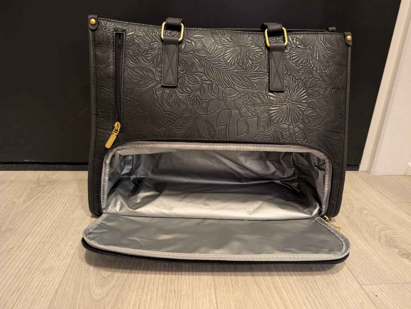 Laweeh Floral Embossed Tote Bag with Pouch and Strap - photo 3
