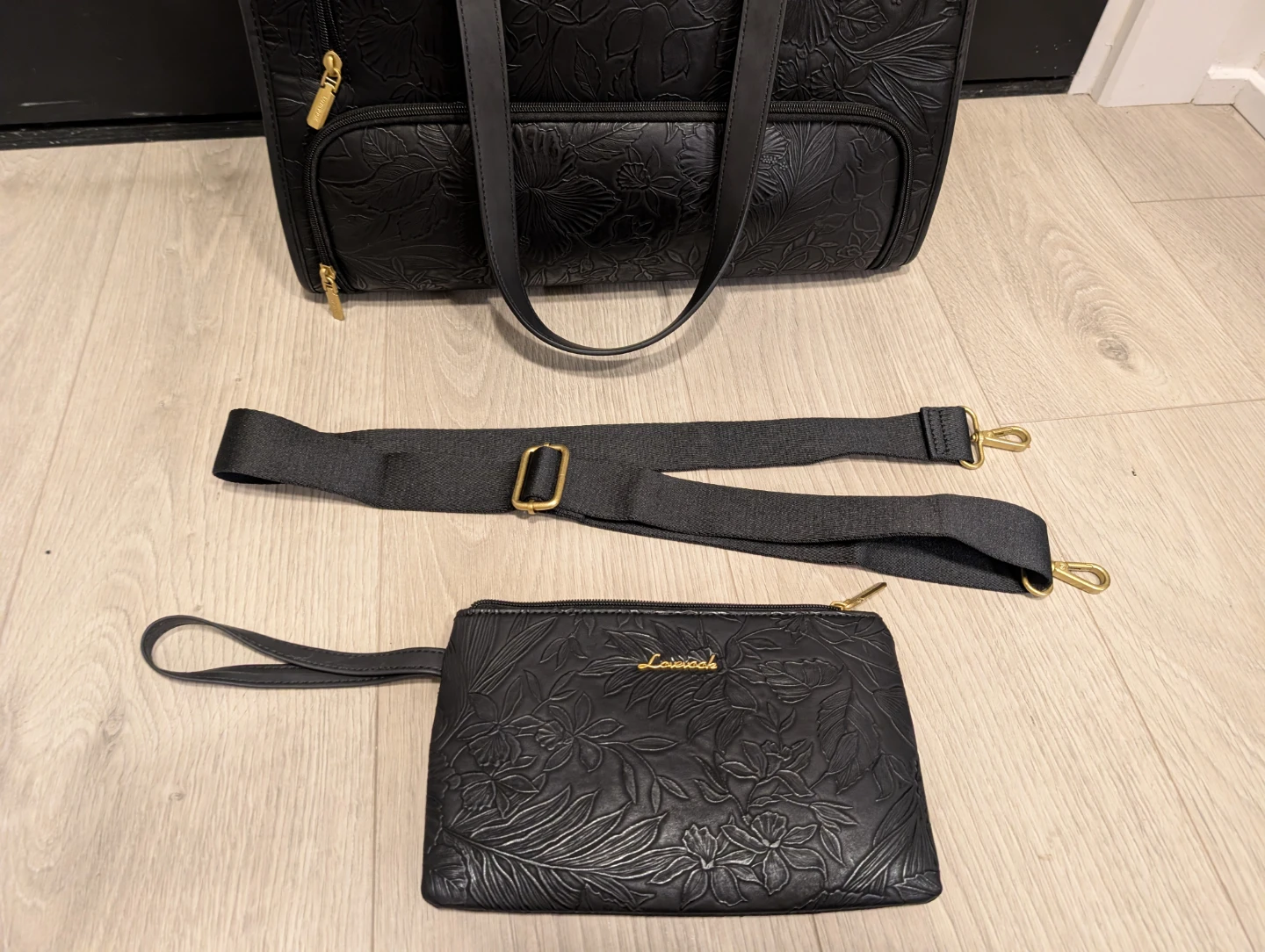 Laweeh Floral Embossed Tote Bag with Pouch and Strap - photo 5