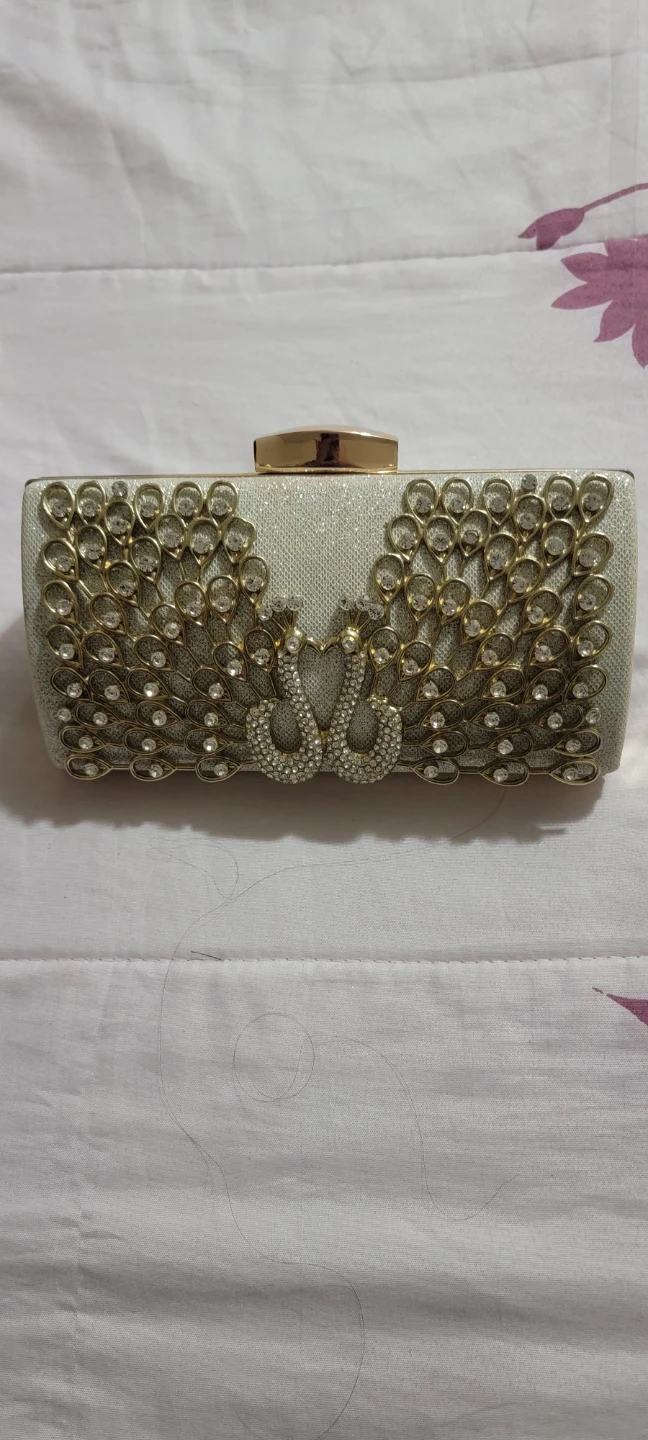 Gold Clutch Purse with Rhinestone Embellishments - photo 2