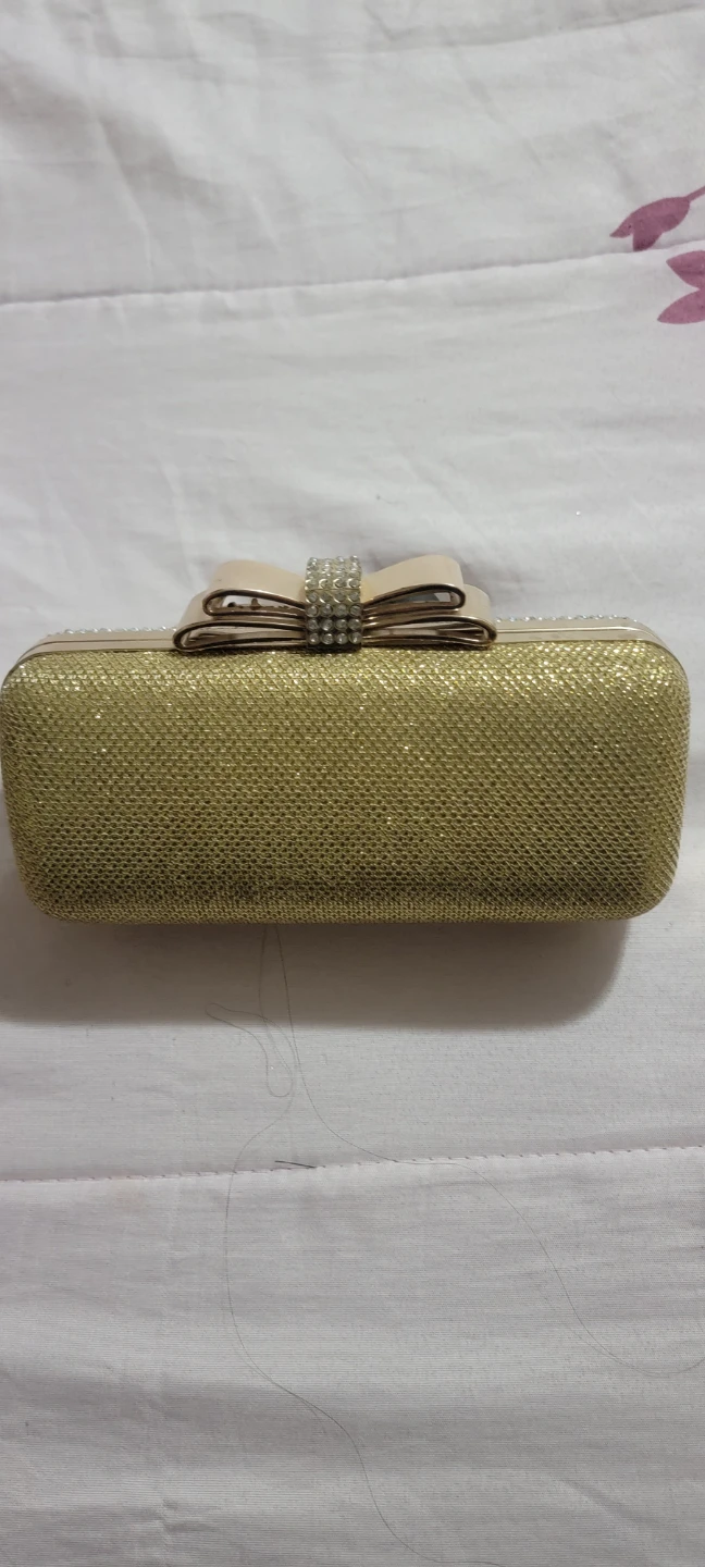Gold Clutch Purse with Rhinestone Embellishments - photo 3