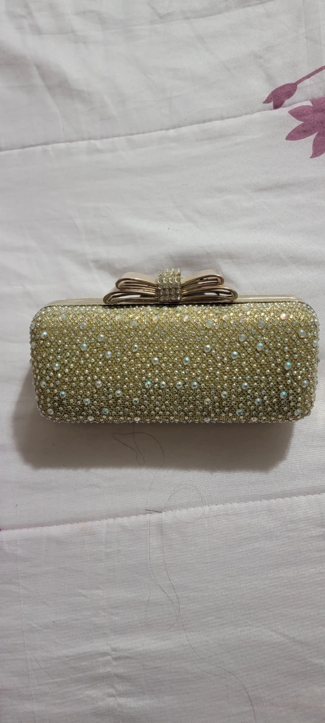 Gold Clutch Purse with Rhinestone Embellishments - photo 4