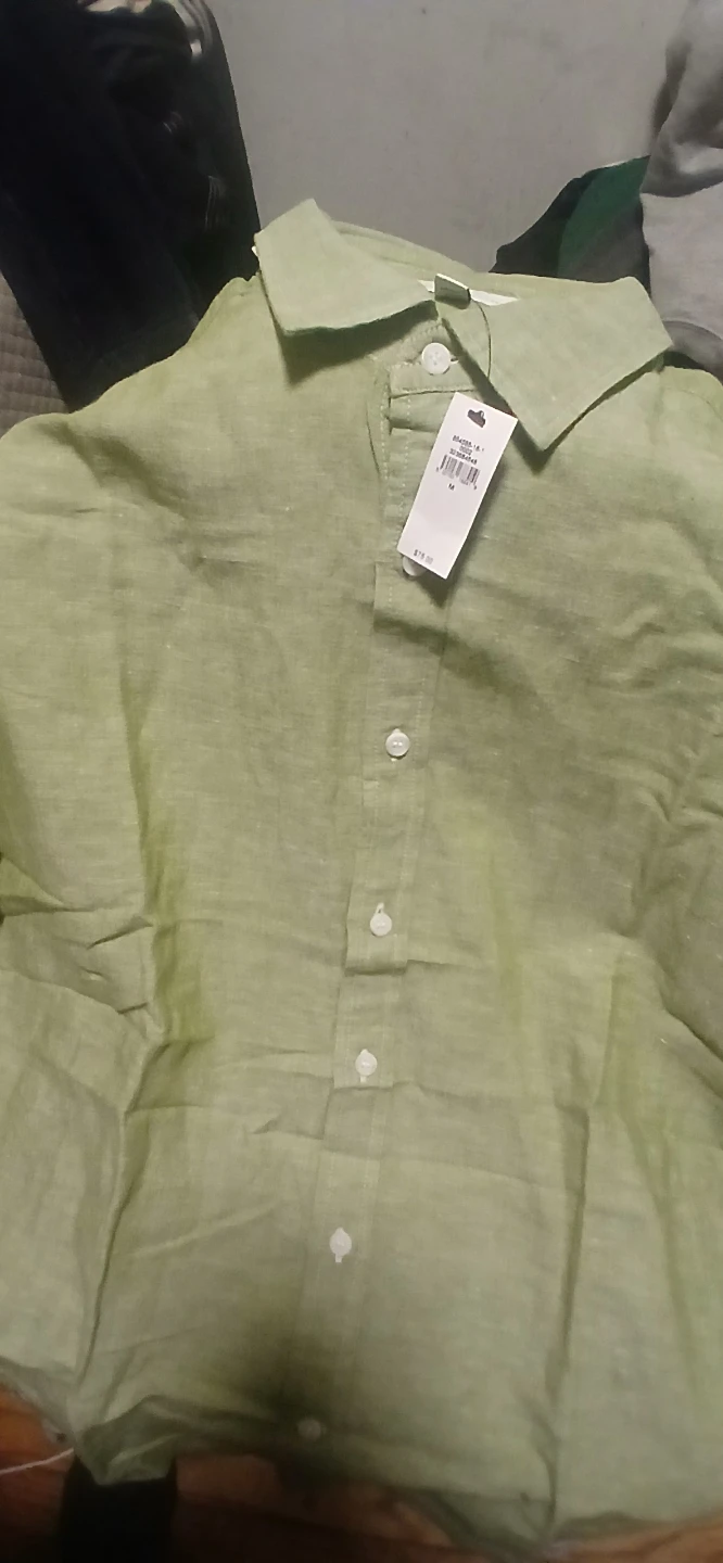 Banana Republic Linen Blend Short Sleeve Shirt - Green - Medium - photo 2