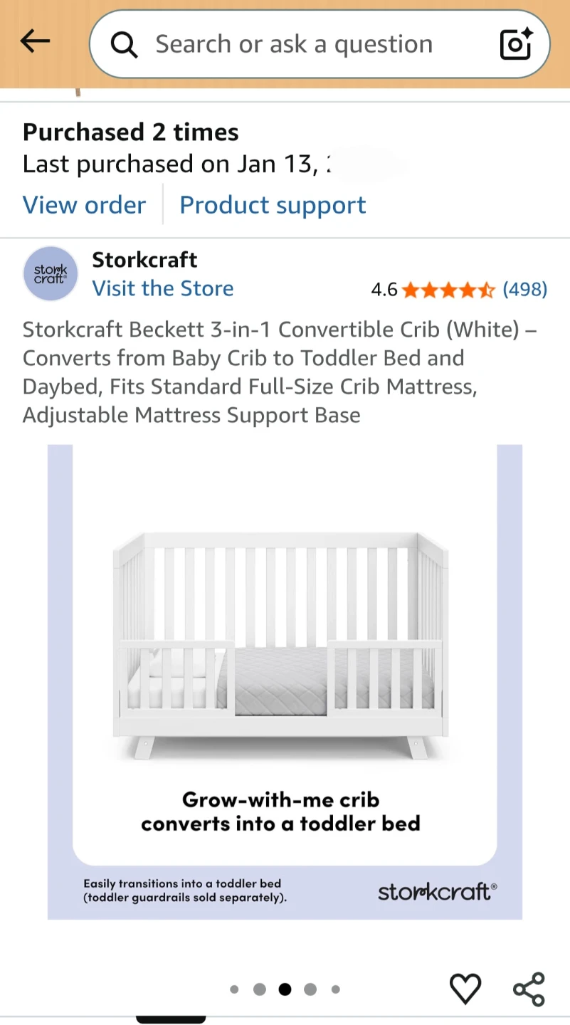 BNIB CRIB Storkcraft Beckett 3-in-1 Convertible Crib - White - photo 2