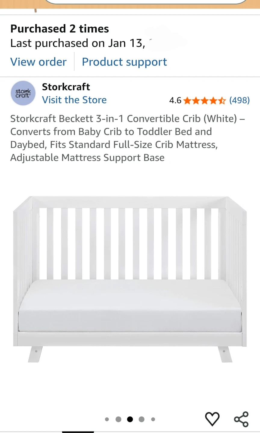 BNIB CRIB Storkcraft Beckett 3-in-1 Convertible Crib - White - photo 4