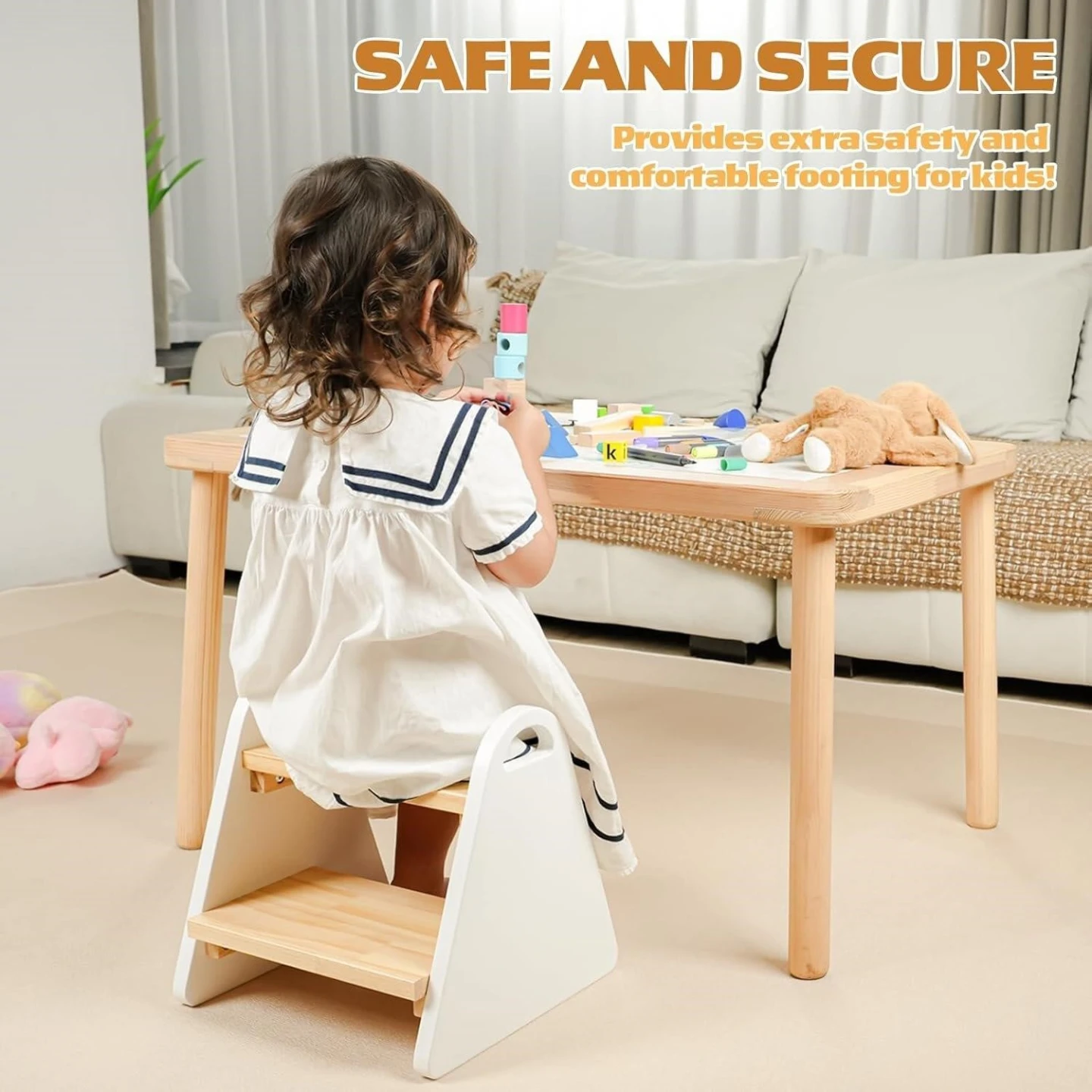 2-Step Wooden Step Stool for Kids - photo 2