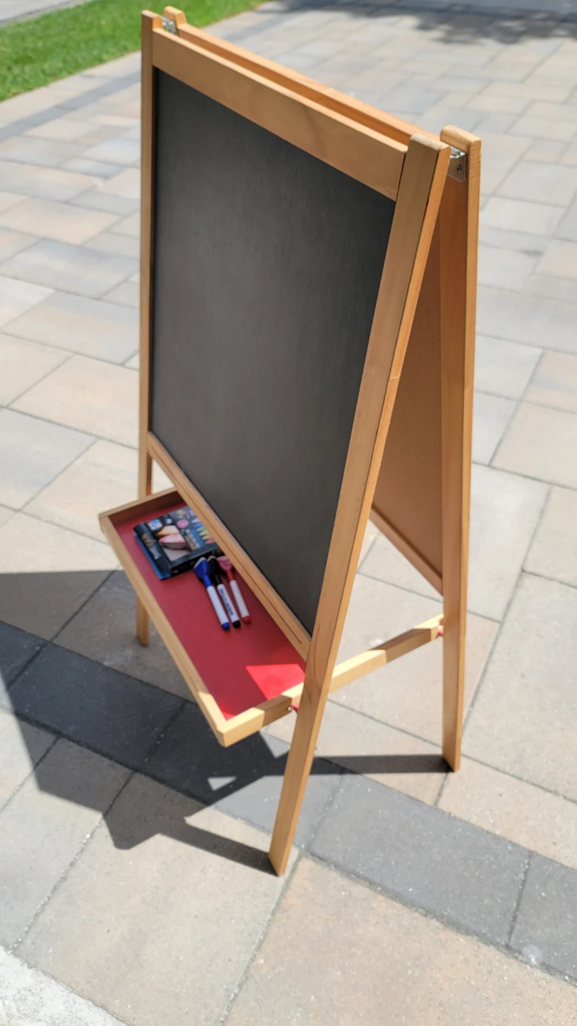 IKEA - Wooden A-Frame Easel with Whiteboard and Chalkboard