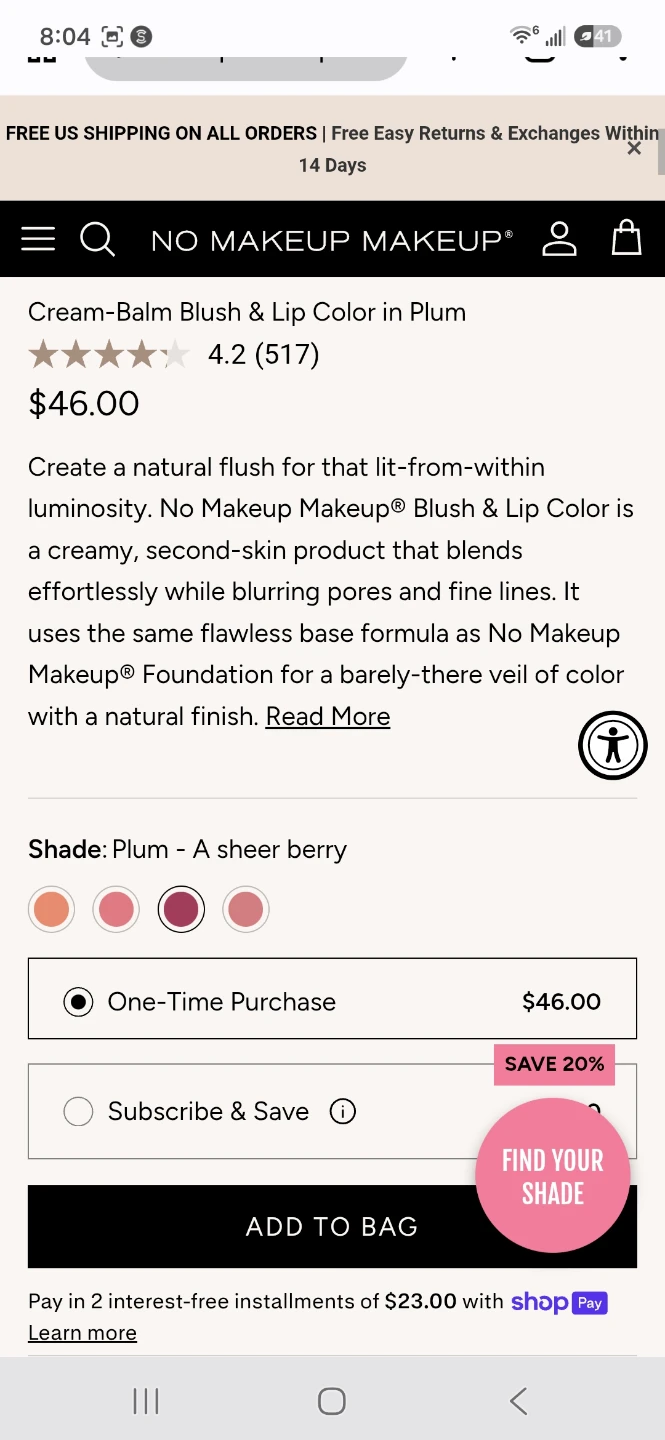 No Makeup Makeup Cream-Balm Blush & Lip in Plum ⚽️ - photo 4