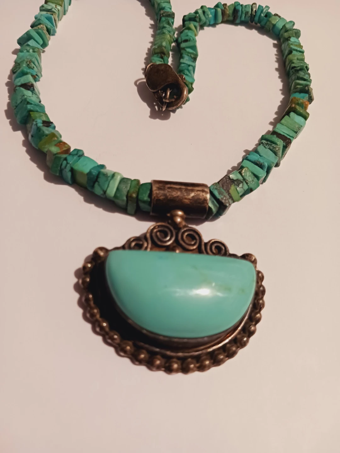 Taxco Mexico Sterling Silver 925 Turquoise Pendant w/Necklace - photo 2