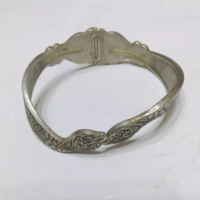 Ornate Silver-Tone Bangle Bracelet