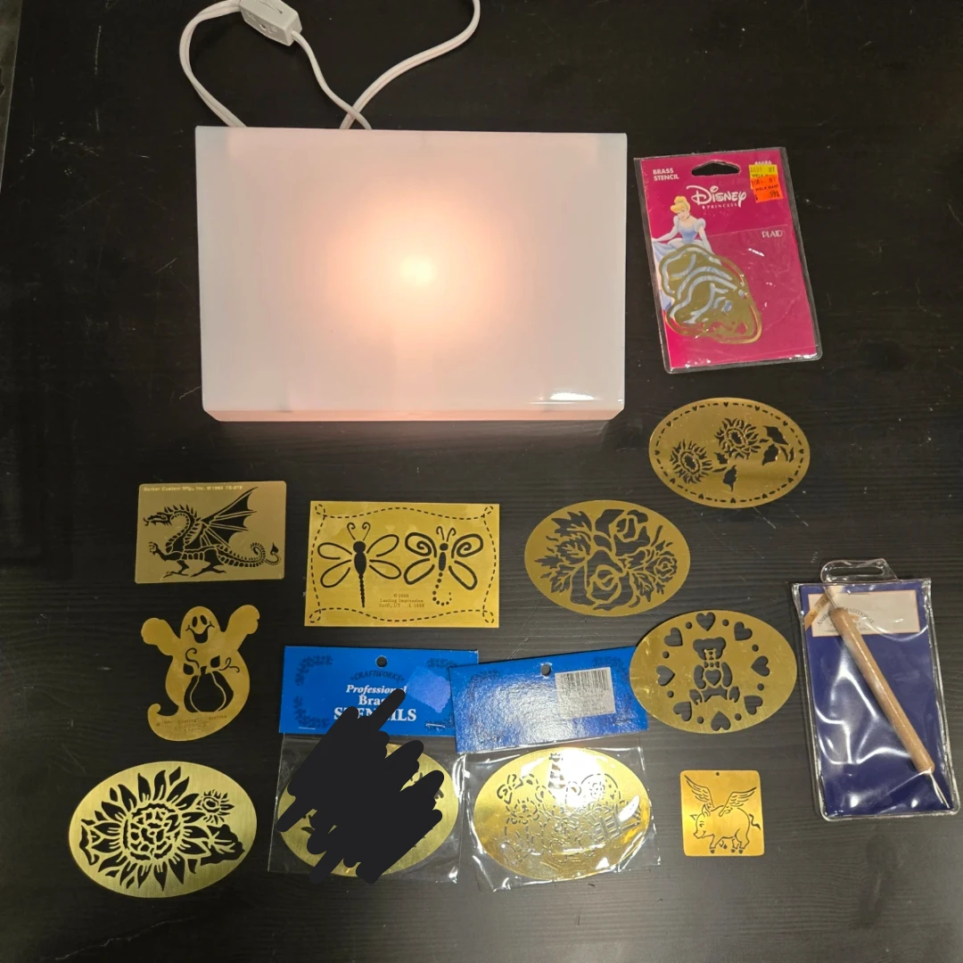 Light table with Brass Stencils