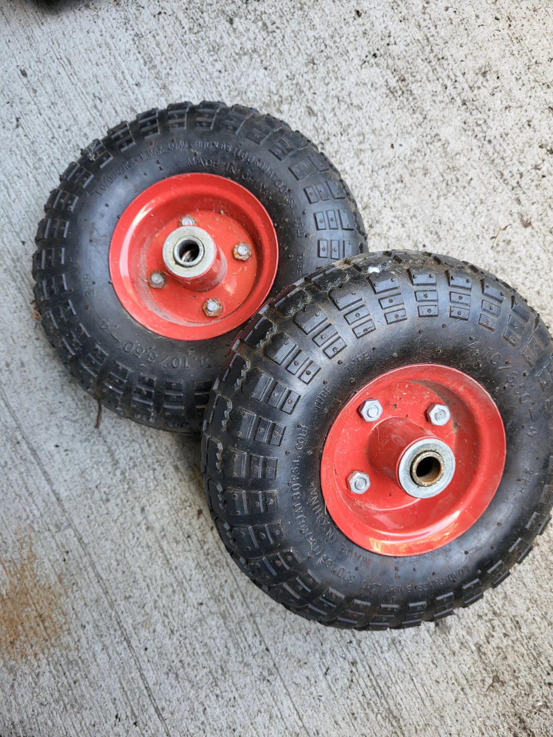 Two pneumatic wheels