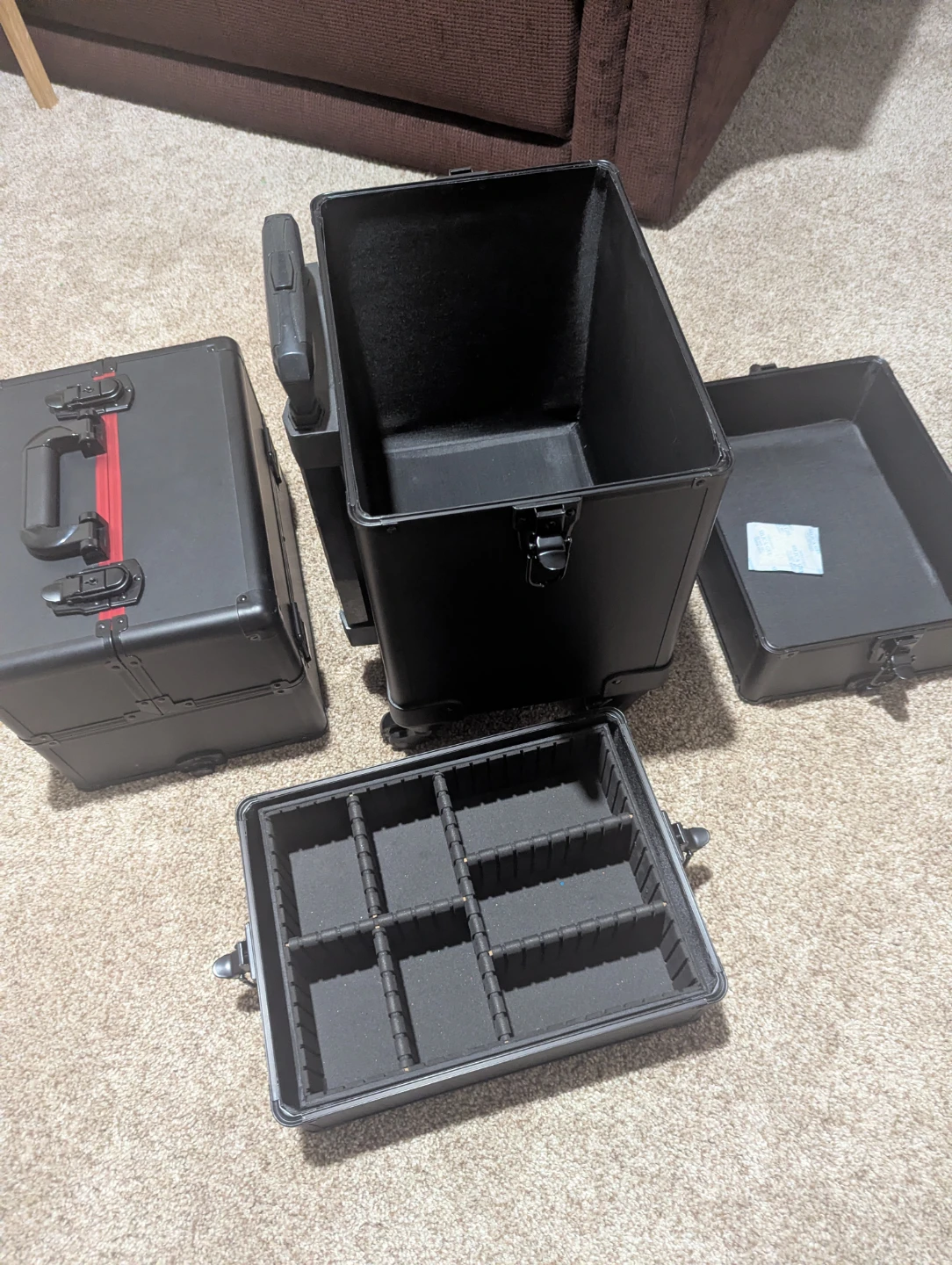 Black Makeup Train Case with Multiple Compartments and Wheels - photo 3