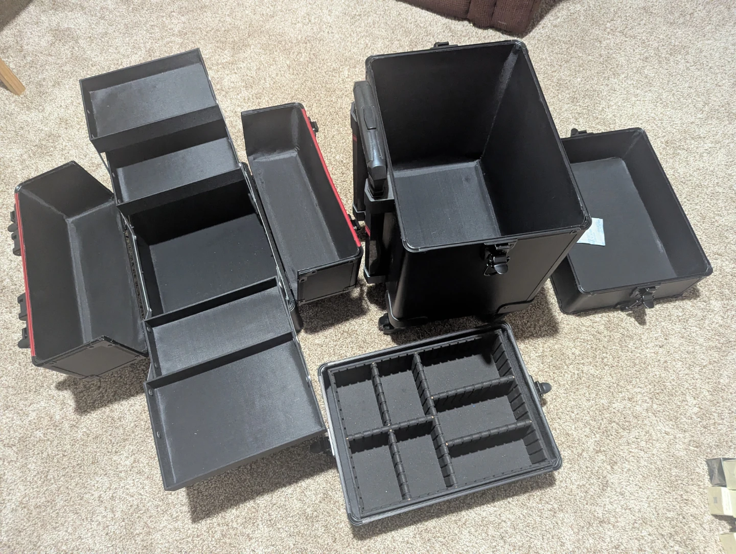 Black Makeup Train Case with Multiple Compartments and Wheels - photo 4