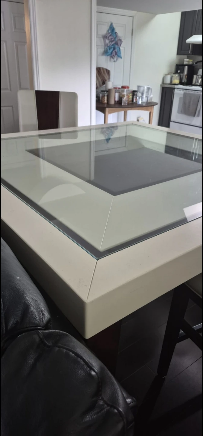 Square Glass Coffee Table with 6 chair set