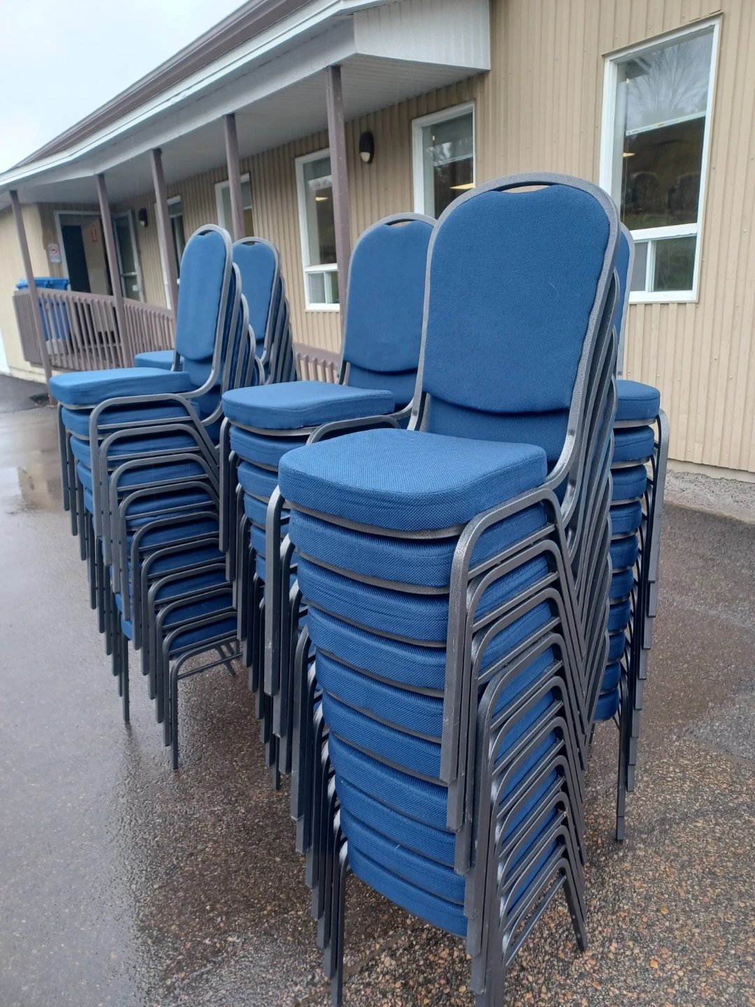 Stackable Blue Upholstered Chairs - photo 2
