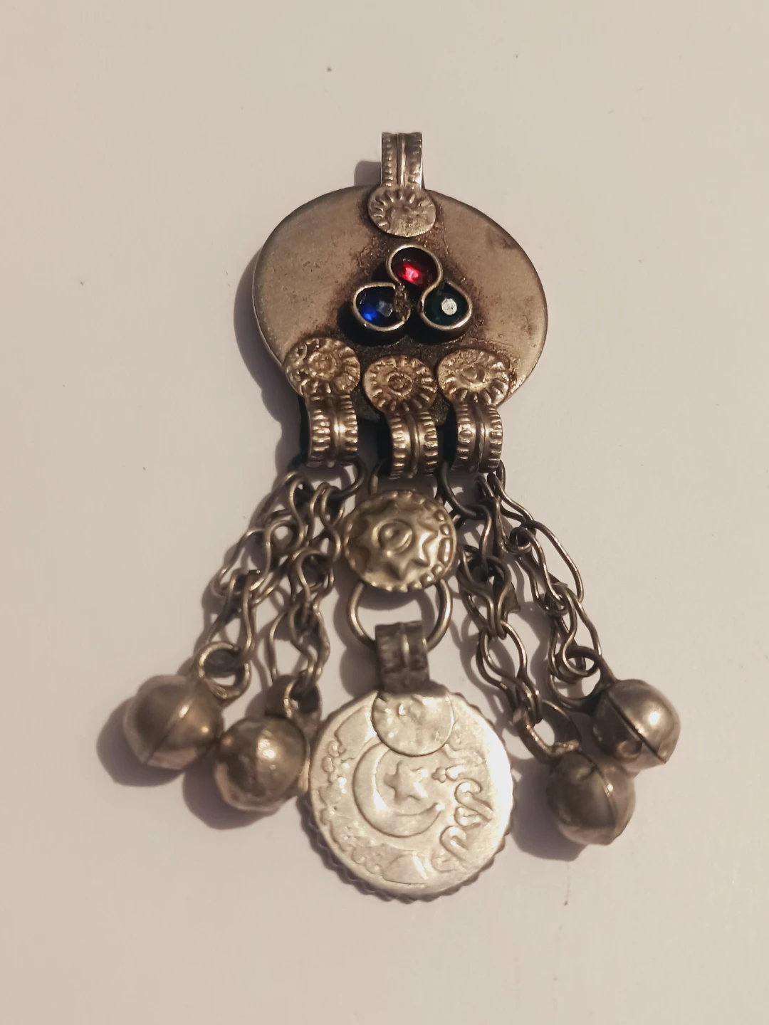 Afghan Ethnic Tribal Kuchi Pendant with 🌙 🌟 coin - photo 4