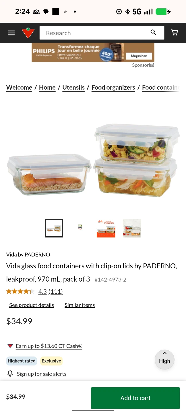 10 Vida Glass Food Containers with - 970 mL, - photo 3