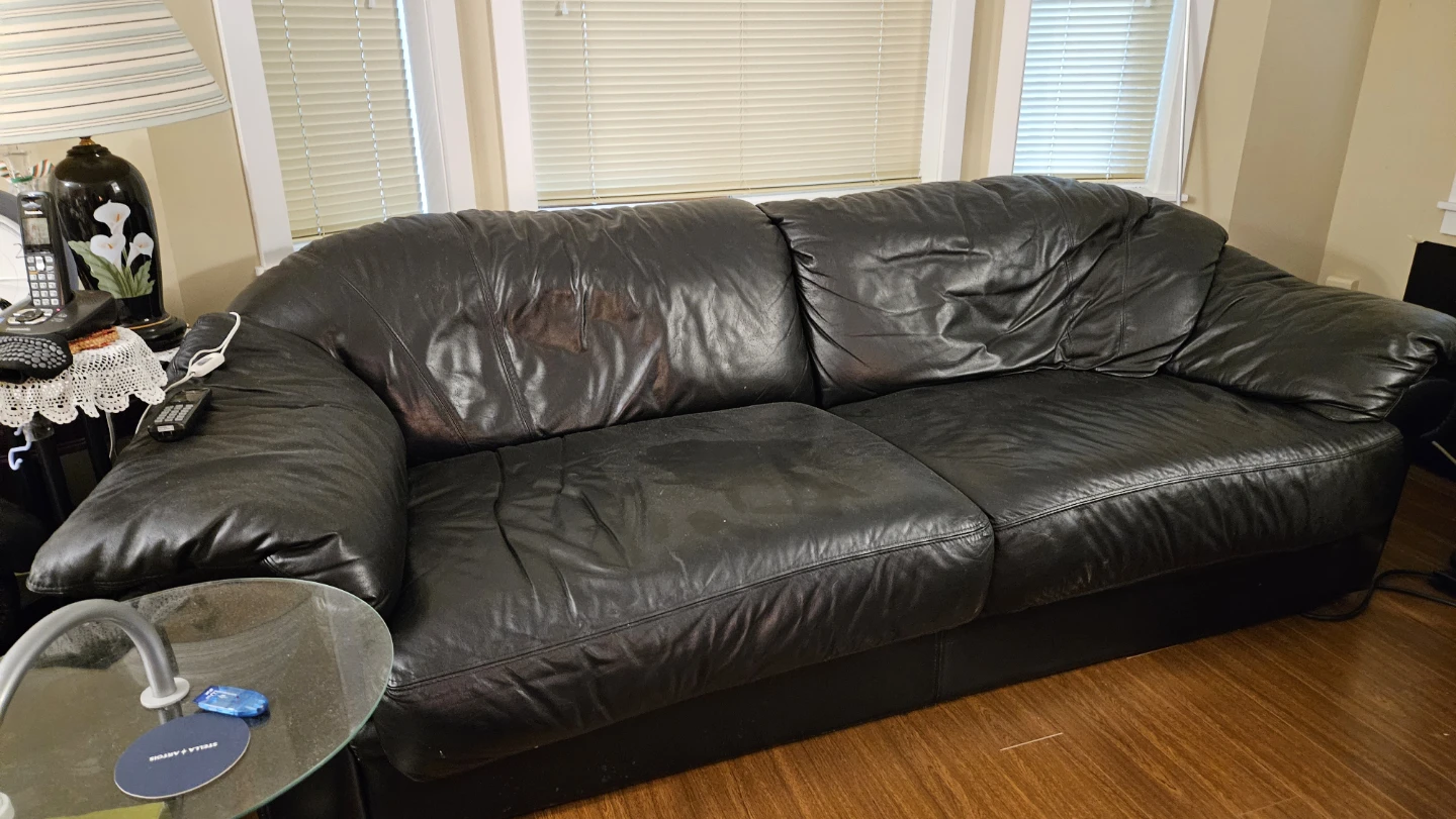 Black Leather Sofa - photo 2