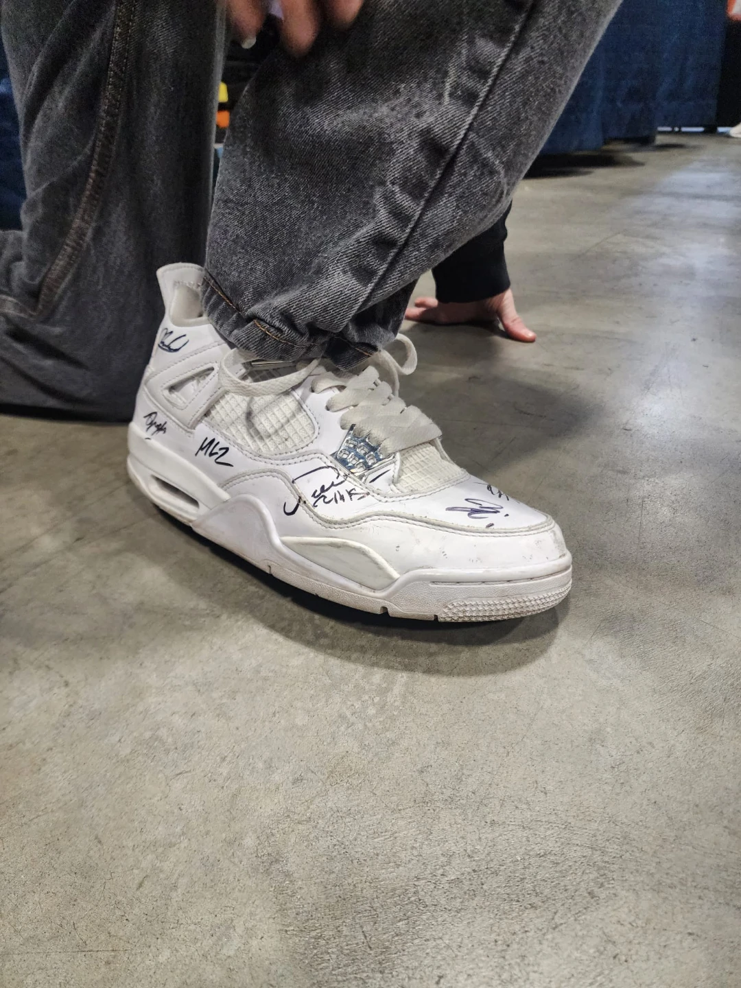 White Air Jordan 4 Sneakers - Autographed